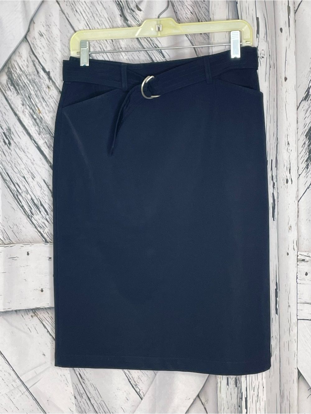 Weekend Max Mara Darkest Navy Straight Pencil Skirt w/Belt Size 6
